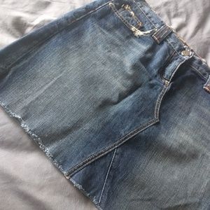 J. Crew distressed denim skirt